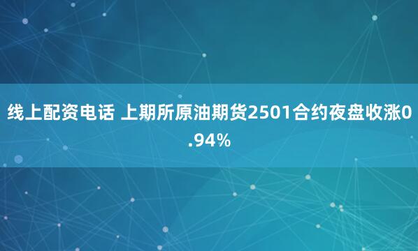 线上配资电话 上期所原油期货2501合约夜盘收涨0.94%