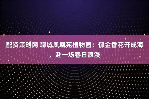配资策略网 聊城凤凰苑植物园：郁金香花开成海，赴一场春日浪漫